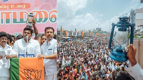 “கரூரில் பணம், உருட்டல், மிரட்டல், பொய் கஞ்சா வழக்கு மாடல் ஆட்சி” - அண்ணாமலை ஆவேசப் பேச்சு