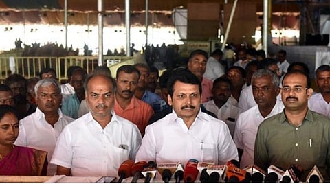 கோவை ஈச்சனாரியில் அமைச்சர் வி.செந்தில்பாலாஜி.  | படம்: ஜெ.மனோகரன்