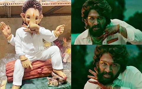 ‘புஷ்பா’ பாணி விநாயகர் சிலை