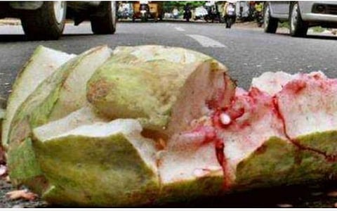 பூசணிக்காயை சாலையில் உடைக்க வேண்டாம்: போலீஸ் எச்சரிக்கை
