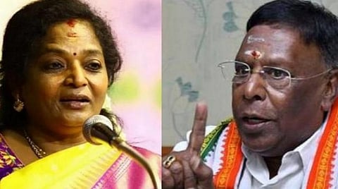 புதுச்சேரி துணைநிலை ஆளுநர் தமிழிசை, முன்னாள் முதல்வர் நாராயணசாமி | கோப்புப் படம்