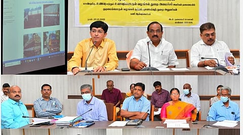 அமைச்சர் சக்கரபாணி தலைமையில் நடைபெற்ற ஆய்வுக் கூட்டம்