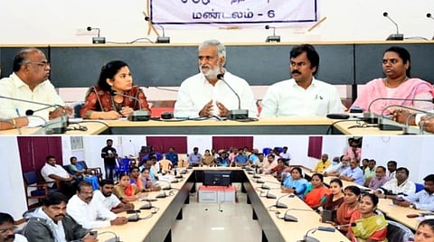 மழைநீர் தடுப்பு ஆய்வுக் கூட்டத்தில் பங்கேற்ற அமைச்சர் சேகர்பாபு