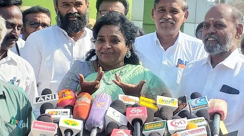 திருச்சியில் செய்தியாளர்களைச் சந்தித்த தெலங்கானா ஆளுநர் தமிழிசை சவுந்தரராஜன்