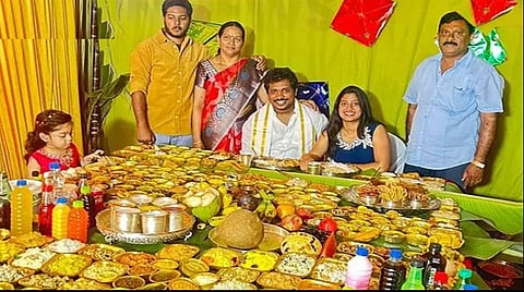 379 வகை உணவுகளை ருசி பார்க்கும் மாப்பிள்ளை