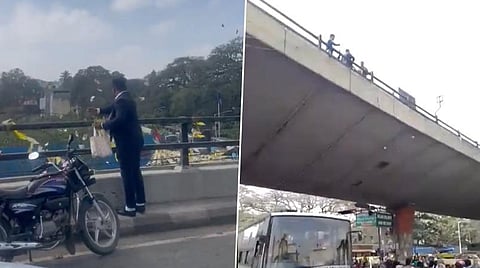 10 ரூபாய் நோட்டுகளை பறக்கவிட்டு போக்குவரத்துக்கு இடையூறு - மனநலம் குன்றியவரை தேடும் பெங்களூர் போலீஸார்