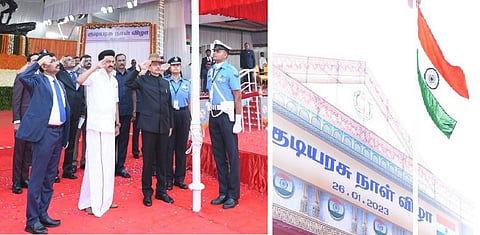 தேசியக் கொடி ஏற்றி வைத்து மரியாதை செலுத்திய ஆளுநர்