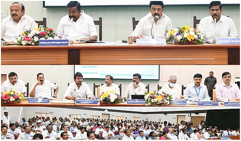 சேலம் மாவட்ட ஆட்சியர் அலுவலகத்தில் நடந்த கள ஆய்வில் முதலமைச்சர் ஆய்வுக் கூட்டத்தில் பங்கேற்ற முதல்வர் ஸ்டாலின்