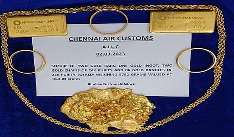 சென்னை விமான நிலையத்தில் பறிமுதல் செய்யப்பட்ட தங்கம்