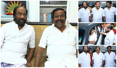 திருச்சி சிவாவை அவரது இல்லத்தில் அமைச்சர் கே.என்.நேரு வெள்ளிக்கிழமை சந்தித்து பேசினார் | படங்கள்: ஜி.ஞானவேல் முருகன்