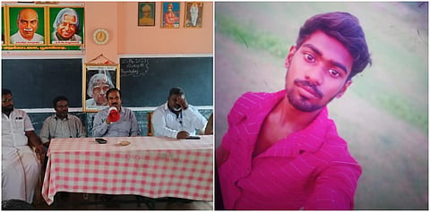 உயிரிழந்த மோகன்குமார் (வலது),  பூலாம்பட்டி பேரூராட்சி அலுவலகத்தில் சங்ககிரி ஆர்டிஓ (பொ) தணிக்காசலம் தலைமையில் மீனவர்களுடன் ஆலோசனை கூட்டம் நடைபெற்றது (இடது).