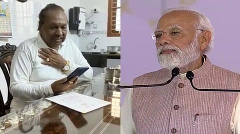 பிரதமர் நரேந்திர மோடியுடன் தொலைபேசியில் மகிழ்ச்சியுடன் உரையாடிய ஈஸ்வரப்பா.