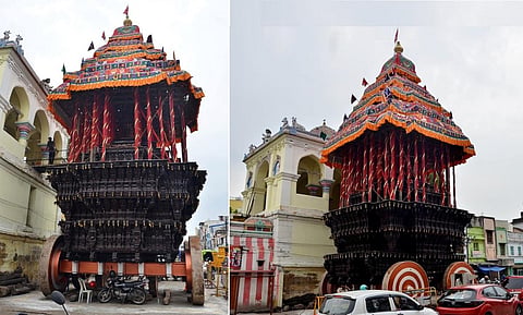 மதுரை மீனாட்சி அம்மன் கோயில் சித்திரைத் திருவிழா: தேரோட்டத்துக்கு தயார் நிலையில் தேர்கள்