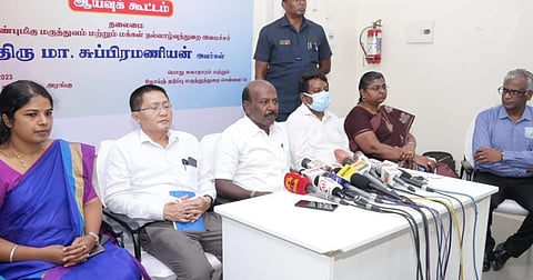 செய்தியாளர்களிடம் பேசிய அமைச்சர் மா.சுப்பிரமணியன்