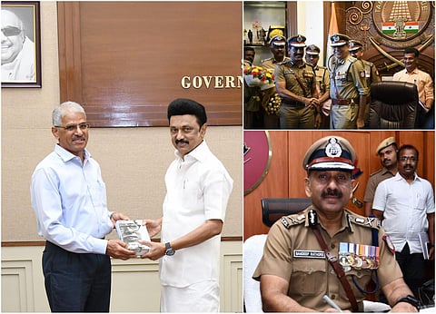 தலைமைச் செயலகத்தில் முதல்வர் மு.க.ஸ்டாலினை நேற்று சந்தித்து வாழ்த்து பெற்ற புதிய தலைமைச் செயலர் சிவ்தாஸ் மீனா.
