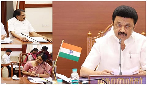 சென்னை தலைமைச் செயலகத்தில் நடந்த ஆய்வுக் கூட்டத்தில் உரையாற்றும் முதல்வர் மு.க.ஸ்டாலின்