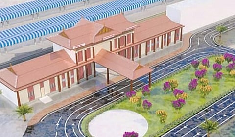 அம்ரித் பாரத் திட்டத்தின் கீழ் பொள்ளாச்சி ரயில் நிலையத்தில் கட்டப்படவுள்ள முகப்புக் கட்டிடத்தின் மாதிரி வரைபடம்