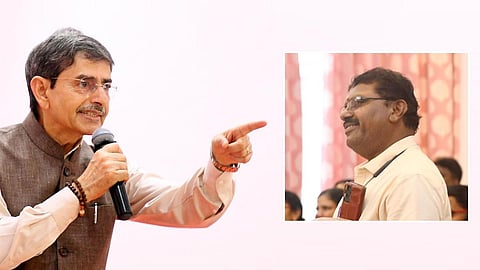 இடது: ஆளுநர் மாளிகையில் நடந்த நிகழ்ச்சியில் மாணவர்கள் மற்றும் பெற்றோருடன் கலந்துரையாடிய தமிழக ஆளுநர் ஆர்.என்.ரவி | வலது: மாணவியின் தந்தை அமாசியப்பன்