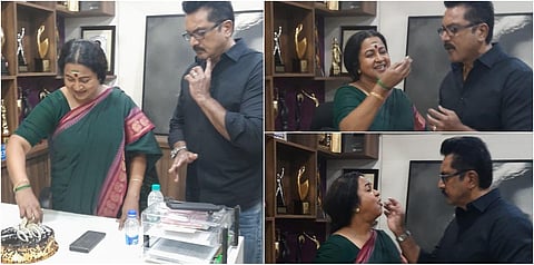 திரையுலகில் 45 வருடம்: கேக் வெட்டி கொண்டாடிய நடிகை ராதிகா
