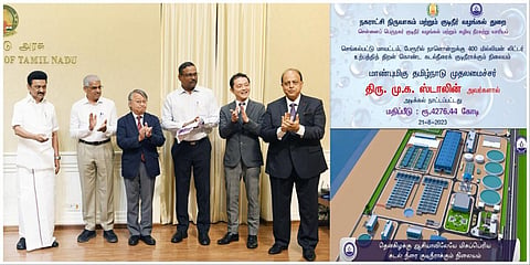 பேரூரில் ரூ.4,276.44 கோடி மதிப்பீட்டில் கடல்நீரை குடிநீராக்கும் நிலையம் அமைக்கும் பணிக்கு முதல்வர் ஸ்டாலின் அடிக்கல் நாட்டினார்