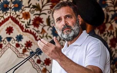 கார்கிலில் நடந்த பேரணியில் பேசிய ராகுல் காந்தி.