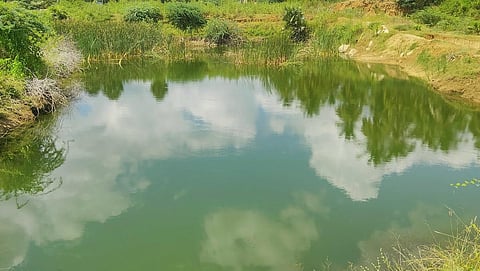 குடிநீர் குழாயை உடைத்து தண்ணீர் நிரப்பப்பட்டதாக கூறப்படும் மேச்சேரியை அடுத்த கொப்பம்பட்டி ஊராட்சிக்கு உட்பட்ட ஆண்டியூர் வரட்டு ஏரி.