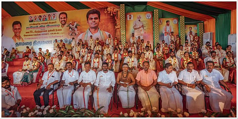 பிரதமர் மோடியின் பிறந்தநாளை முன்னிட்டு கோவையில் பாஜக சார்பில் 75 ஜோடிகளுக்கு திருமணம் நடத்தி வைக்கப்பட்டது