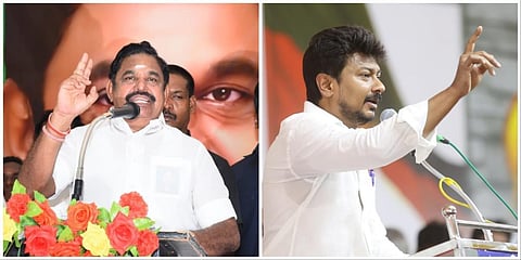 எடப்பாடி பழனிசாமி (இடது), உதயநிதி ஸ்டாலின் (வலது)