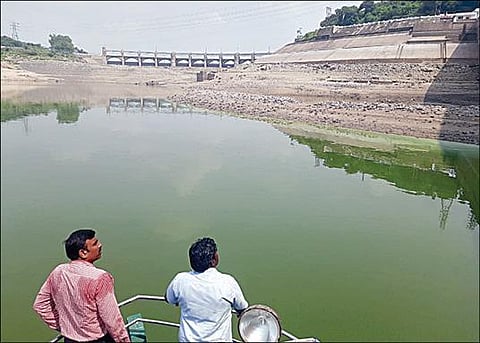 மேட்டூர் அணையின் தடுப்புச் சுவர் பகுதியில் நேற்று ஆய்வு மேற்கொண்ட நீர்வளத் துறை அதிகாரிகள்.