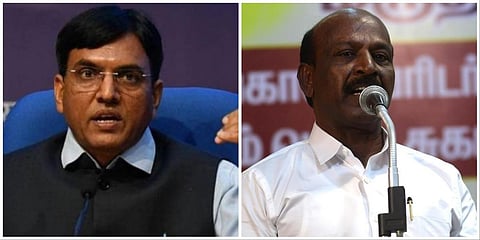 மத்திய அமைச்சர் மன்சுக் மாண்டவியா (இடது), அமைச்சர் மா.சுப்பிரமணியன் (வலது)