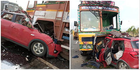திருவண்ணாமலை மாவட்டம் செங்கம் அருகே கார் லாரி  நேருக்கு நேர் மோதிய விபத்தில் 7 பேர் உயிரிழந்தனர்