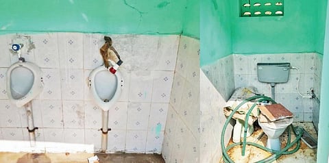 கொல்லிமலை ‘நம் அருவி’ பகுதியில் உள்ள சுகாதார வளாகம் சிதிலமடைந்து காணப்படுகிறது.