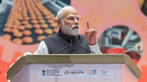 டெல்லி பிரகதி மைதானத்தில் உள்ள பாரத் மண்டபத்தில்  ‘வோர்ல்ட் ஃபுட் இந்தியா 2023’ நிகழ்ச்சியை நேற்று தொடங்கி வைத்து பேசிய பிரதமர் மோடி.