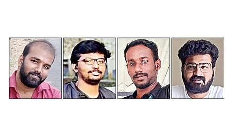 கார் விபத்தில் உயிரிழந்த கீர்த்திவேல் துரை, மயிலானந்தன், பூவரசன், ராகவன்.
