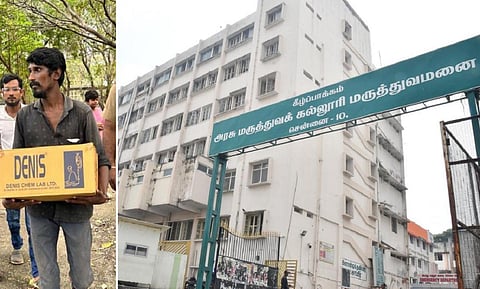 குழந்தையின் உடல் இருந்த அட்டைப் பெட்டியுடன் மசூத் | கீழ்ப்பாக்கம் அரசு மருத்துவமனை