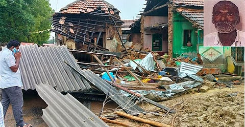 சாயல்குடி அருகே வெள்ளம்பலில் வீடு இடிந்து விழுந்ததில் உயிரிழந்த விவசாயி வேலுச்சாமி.