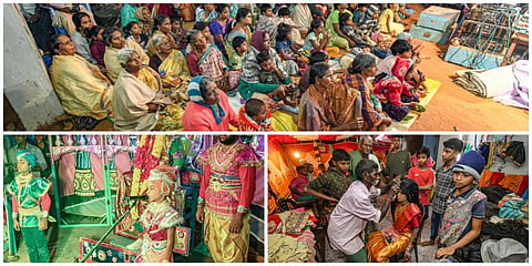 தஞ்சாவூர் அருகே கொல்லாங்கரை கிராமத்தில் வைகுண்ட ஏகாதசியை முன்னிட்டு நடைபெற்ற ருக்மாங்கதன் சரித்திர நாடகத்தை கண்டுரசித்த கிராமத்தினர் |  படங்கள்: ஆர் .வெங்கடேஷ்