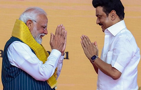 திருச்சி நிகழ்வில் பிரதமர் மோடி - முதல்வர் ஸ்டாலின்