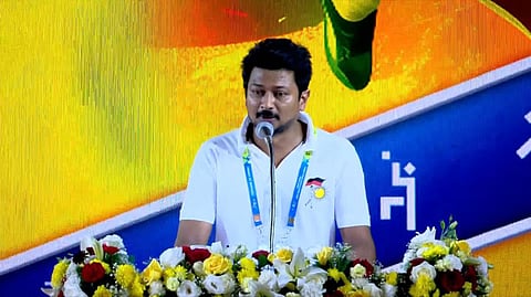 சென்னை நேரு உள் விளையாட்டரங்கில் கேலோ இந்தியா இளைஞர் விளையாட்டுப் போட்டிகள்-2023 தொடக்க விழாவில் அமைச்சர் உதயநிதி.