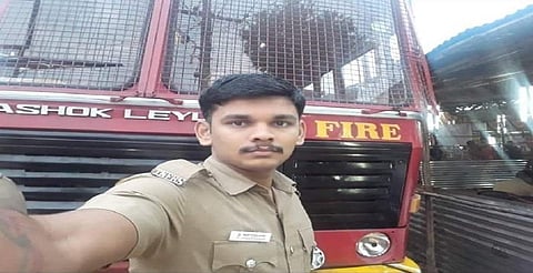 குண்டர் சட்டத்தின் கீழ் கைதான நாமக்கல் தீயணைப்பு நிலைய வீரர் ஜனார்த்தனன். 