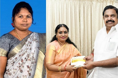 இடது: ஜான்சி ராணி | வலது: இபிஎஸ் உடன் சிம்லா முத்துச்சோழன்