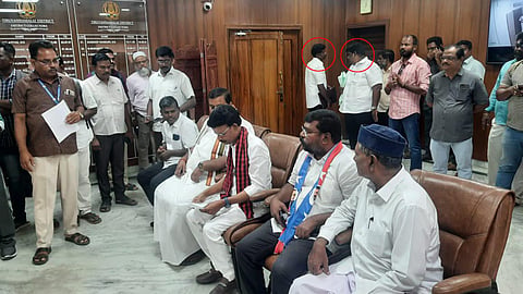 தி.மலை தொகுதி வேட்புமனு தாக்கல்: திமுக வேட்பாளருடன் 6 பேர் இருந்ததால் சலசலப்பு