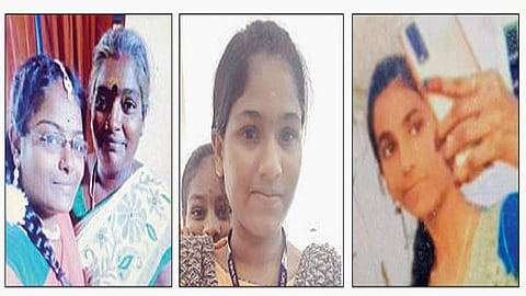நீரில் மூழ்கி உயிரிழந்த சரோஜம்மாள், லலிதா, காவ்யா, ப்ரீத்தி.