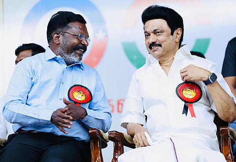 சிதம்பரம் தொகுதி பிரச்சாரக் கூட்டத்தில் திருமாவளவன், ஸ்டாலின்