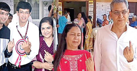 சென்னை மாவட்ட தேர்தல் அதிகாரி ஜெ .ராதாகிருஷ்ணன்
குடும்பத்தினருடன் திருவான்மியூரிலும், டிஜிபி சங்கர் ஜிவால், அவரது மனைவி மம்தா சர்மாவுடன் கிழக்கு கடற்கரைச் சாலையில் உள்ள பனையூரிலும் வாக்களித்தனர்.