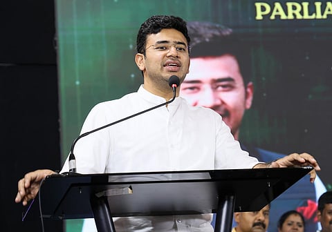மத அடிப்படையில் வாக்கு கேட்டதாக பாஜக எம்பி தேஜஸ்வி சூர்யா மீது வழக்குப் பதிவு