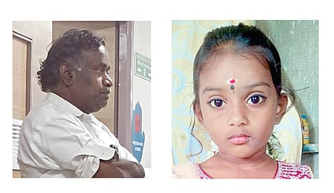 நாய்களின் உரிமையாளர் புகழேந்தி (இடது), சிறுமி சுரக்‌ஷா