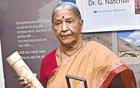 பத்மஸ்ரீ விருது பெற்ற அரவிந்த் கண் மருத்துவமனை இயக்குநர் ஜி.நாச்சியார்.படம்: எஸ்.கிருஷ்ணமூர்த்தி