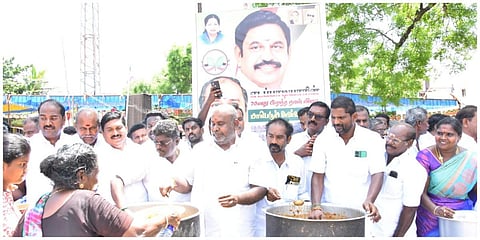 இபிஎஸ் பிறந்தநாளையொட்டி மதுரையில் அன்னதானம் வழங்கப்பட்டது