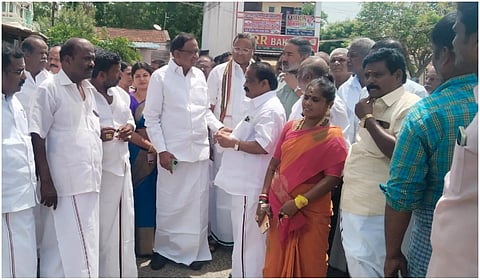 ப.சிதம்பரம், கார்த்தி சிதம்பரம் எம்பி ஆகியோர் ஆய்வு